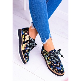 Lu Boo Femmes Richelieu Daim Multicolore Moonlight le noir 3