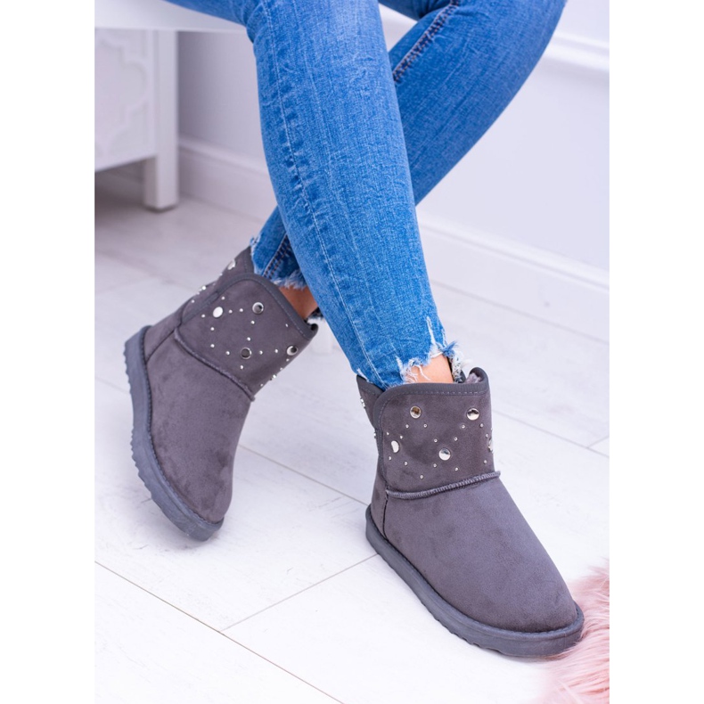 BUGO Bottes de neige chaudes grises femme Daim Biggy 2