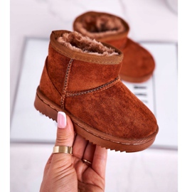 FRROCK Bottes de neige chaudes pour enfants, jeunes, kaki Gooby brun 2