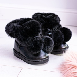 FRROCK Bottes de neige noires réchauffées pour enfants Roofy 1
