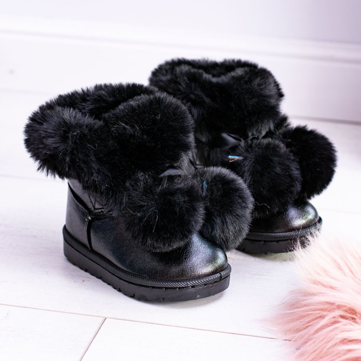 FRROCK Bottes de neige noires réchauffées pour enfants Roofy 1
