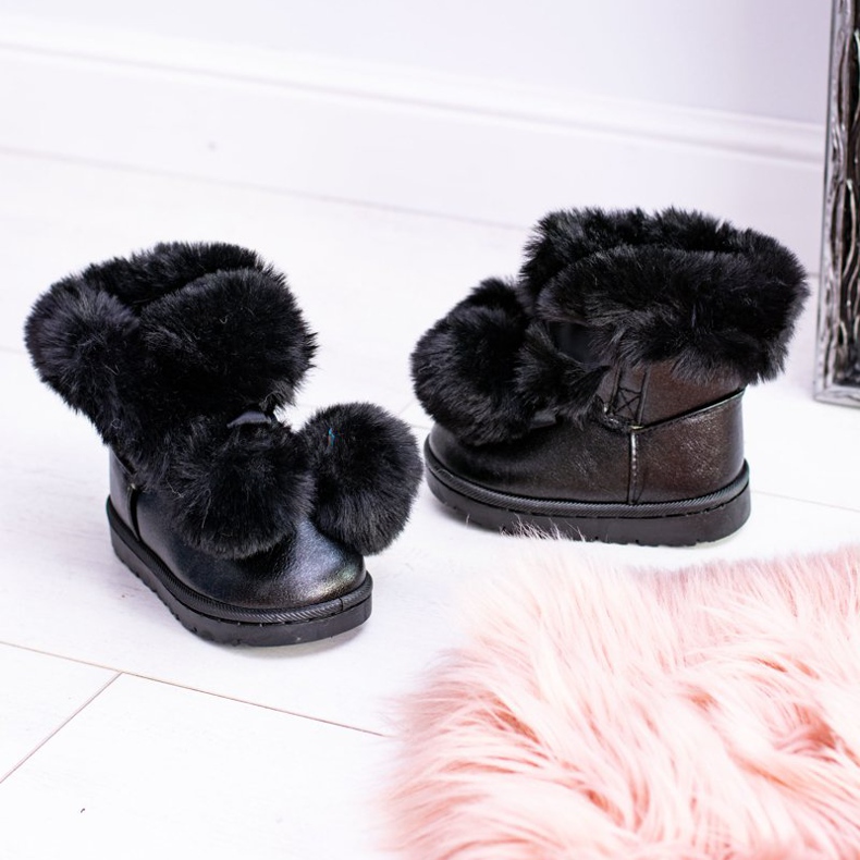 FRROCK Bottes de neige noires réchauffées pour enfants Roofy 2