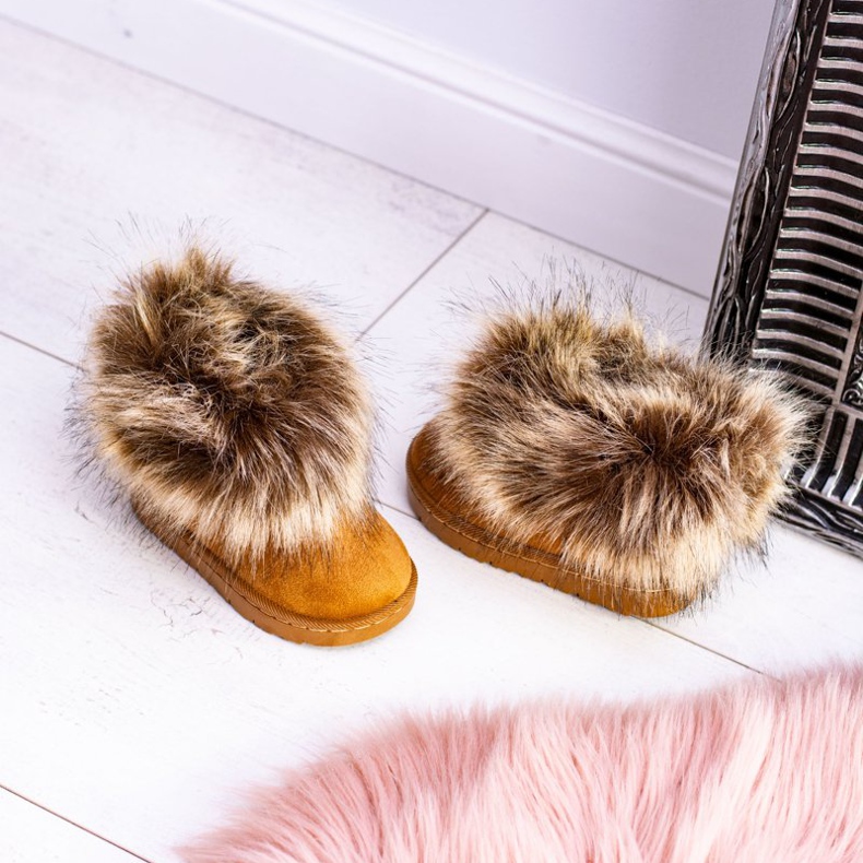 FRROCK Bottes de Neige Enfant Fourrure Camel Petit Renard brun 1