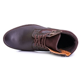 Bottes chaudes Neex en cuir olive pour hommes Grigor brun vert 3