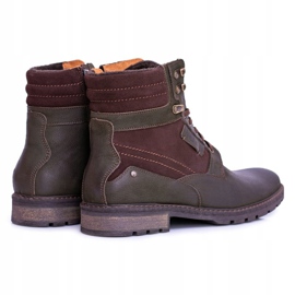 Bottes chaudes Neex en cuir olive pour hommes Grigor brun vert 5