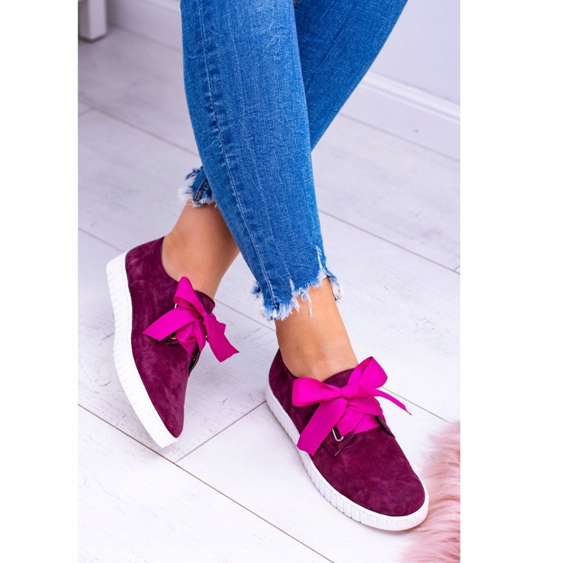 Butmil Baskets à boucle en cuir marron pour femmes rouge 2