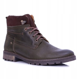 Bottes chaudes Neex en cuir olive pour hommes Kobe vert 2