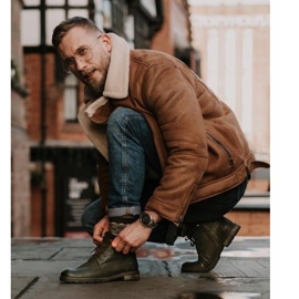 Bottes chaudes Neex en cuir olive pour hommes Kobe vert 1