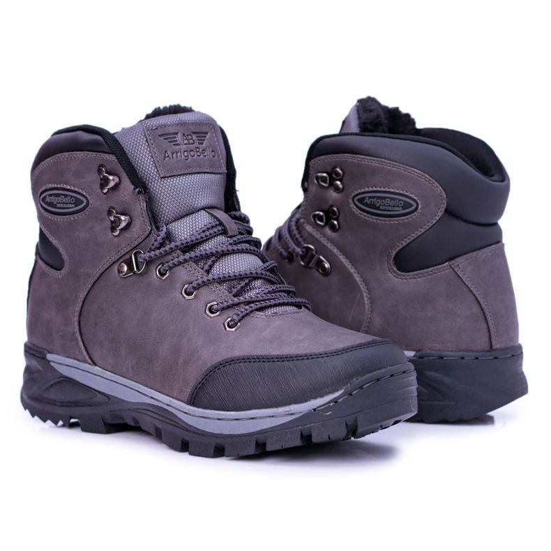 Ax Boxing Hear Chaussures de trekking pour hommes chaudes avec fourrure gris 1