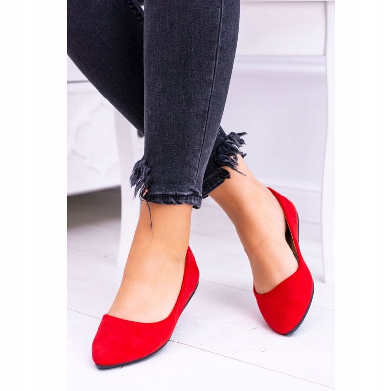 PS1 Ballerines Femme Rouge Daim Dermeno 1