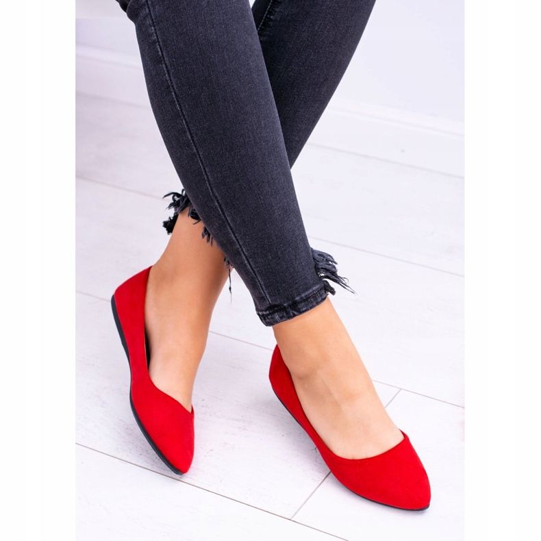 PS1 Ballerines Femme Rouge Daim Dermeno 2