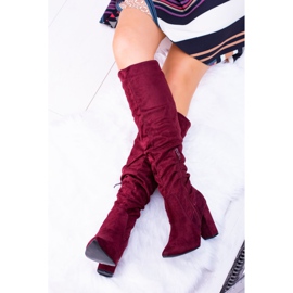 HAN Bottes Femme À Talons Hauts En Daim Bordeaux Nightcall rouge 6