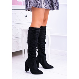 HAN Bottes pour femmes à talons hauts en daim noir Nightcall 2