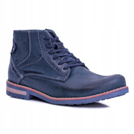 Bottes en cuir pour hommes avec fermeture éclair Komodo 731 bleu marine 1