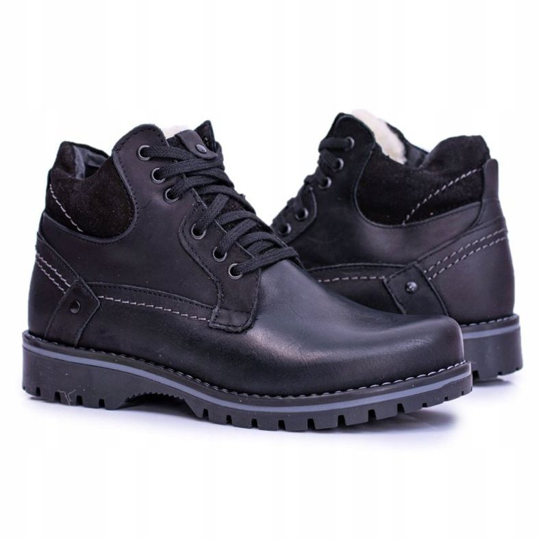 Bottes noires réchauffées pour hommes et jeunes avec polaire Komodo 885 le noir 2 Bottes noires réchauffées pour hommes et jeunes avec polaire Komodo 885 le noir 2