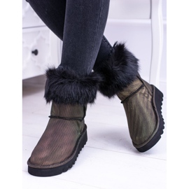 Moow Bottes de Neige Haute Fourrure Femme Fourrure multicolore jaune 1