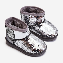 Bottes de neige argentées chaudes pour jeunes enfants Sequins Shard gris 2