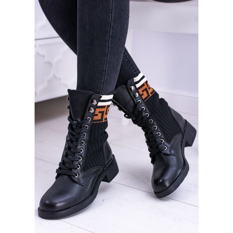 Bottines Chaussettes Femme Herse Noires le noir 1