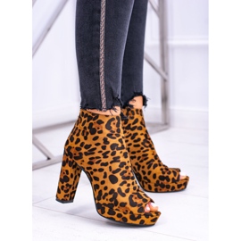 FRID Bottines Femme À Talons Ouverts Panther Temira brun 1 FRID Bottines Femme À Talons Ouverts Panther Temira brun 1