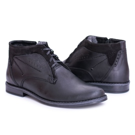 Polbut Bottes pour hommes, cuir réchauffé avec fourrure, Black Lotta noir 1