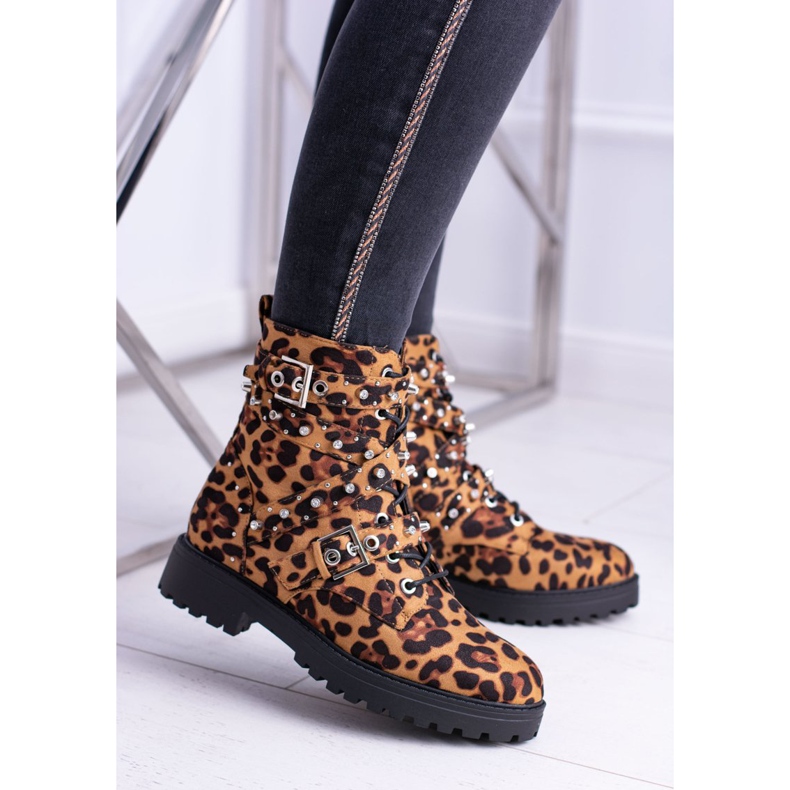 Bottes Hautes Femme Motif Léopard Albère brun 1