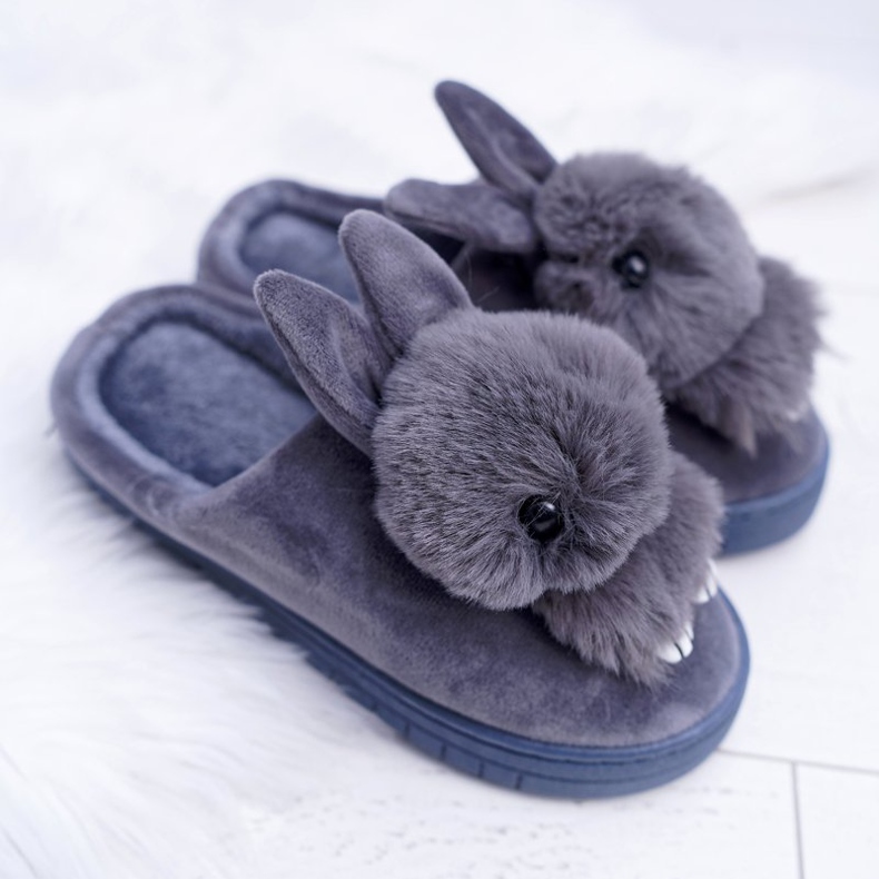 Chaussons Classiques Pour Femmes Avec Lapin Gris Howi 2