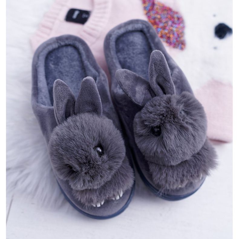 Chaussons Classiques Pour Femmes Avec Lapin Gris Howi 1