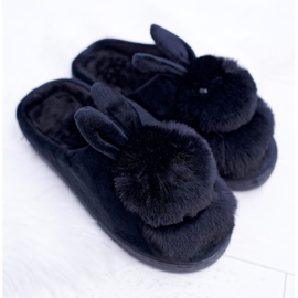 Pantoufles Classiques Pour Femmes Avec Un Lapin Howi Noir 1