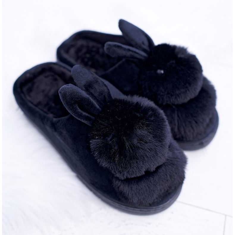 Pantoufles Classiques Pour Femmes Avec Un Lapin Howi Noir 1