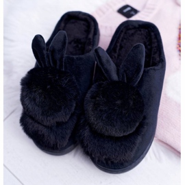Pantoufles Classiques Pour Femmes Avec Un Lapin Howi Noir 2