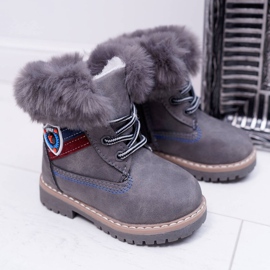 Bottes Enfant Garçon Fourrure Warm Trappers Gris Cobi 2