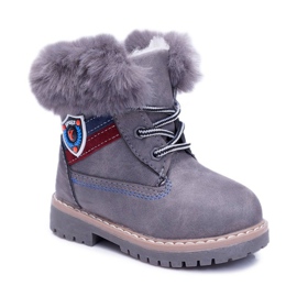 Bottes Enfant Garçon Fourrure Warm Trappers Gris Cobi 1