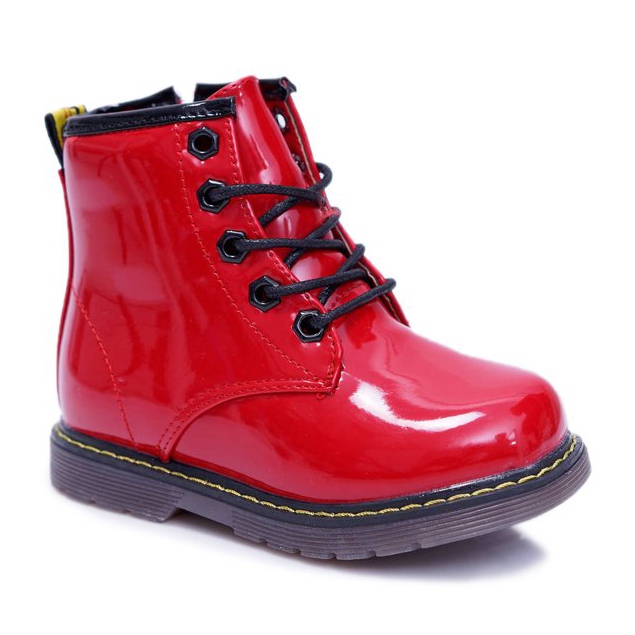 Bottes Enfant Chauffées De Fourrure Laquées Rouge Bottes Debi 1