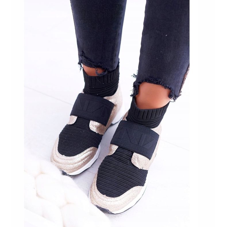 Chaussures de sport pour femmes Lu Boo avec une chaussette Gold Glitter Phantom noir multicolore jaune 1