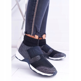 Chaussures De Sport Femme Lu Boo Avec Chaussette Black Glitter Phantom le noir 1