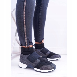 Chaussures De Sport Femme Lu Boo Avec Chaussette Black Glitter Phantom le noir 2