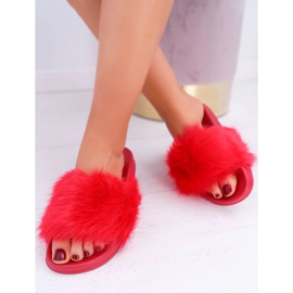 Chaussons Femme Avec Fourrure Fourrure Rouge 2