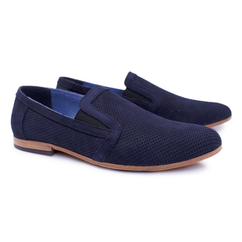 Mocassins à enfiler bleu marine pour hommes Bednarek Munero 1