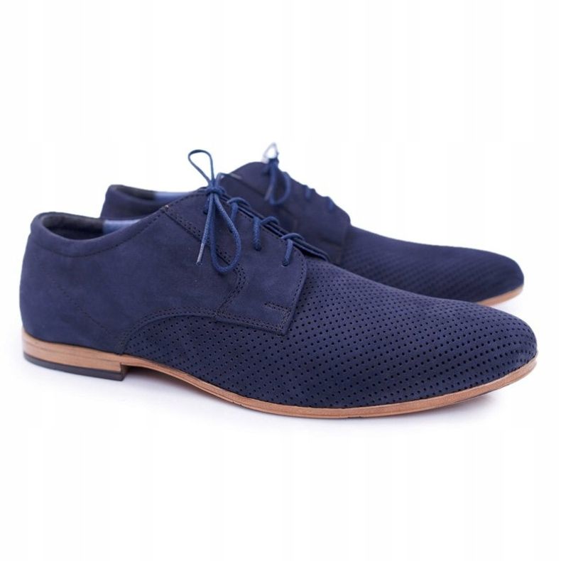 Bednarek Polish Shoes Richelieu Homme Bednarek Nubuck Ajouré Bleu Marine Hermes 1