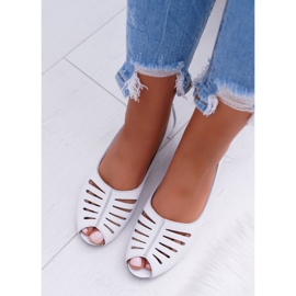 Ballerines pour femmes Maciejka en cuir à bout ouvert 03497-59 blanc 2