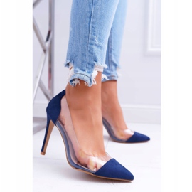 NFR Escarpins transparents pour femmes avec Spitz Navy Blue Live bleu marine 2