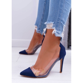 NFR Escarpins transparents pour femmes avec Spitz Navy Blue Live bleu marin 1