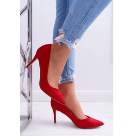 FB1 Escarpins Femme En Daim En Spitz Rouge Crème 3