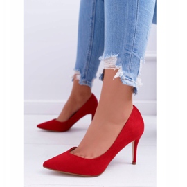 FB1 Escarpins Femme En Daim En Spitz Rouge Crème 1