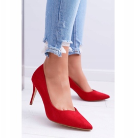 FB1 Escarpins Femme En Daim En Spitz Rouge Crème 2