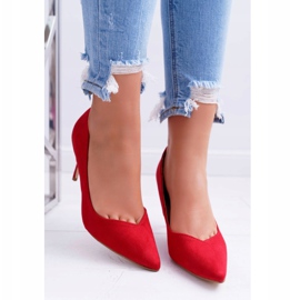 FB1 Escarpins Femme En Daim En Spitz Rouge Crème 4