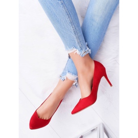 FB1 Escarpins Femme En Daim En Spitz Rouge Crème 8