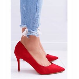FB1 Escarpins Femme En Daim En Spitz Rouge Crème 5