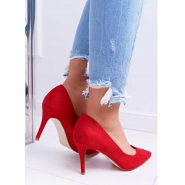FB1 Escarpins Femme En Daim En Spitz Rouge Crème 6