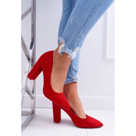 SEA Escarpins Pour Femmes À Talons En Daim Rouge Fraise 2